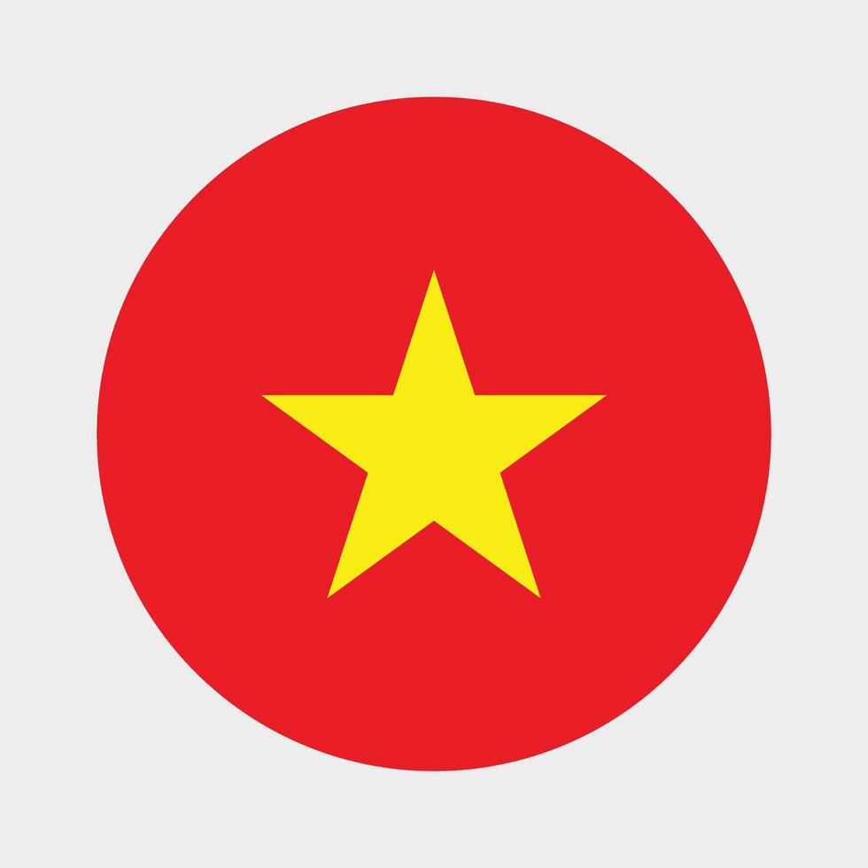Vietnam national flag vector icon design. Vietnam circle flag. Round of Vietnam flag.