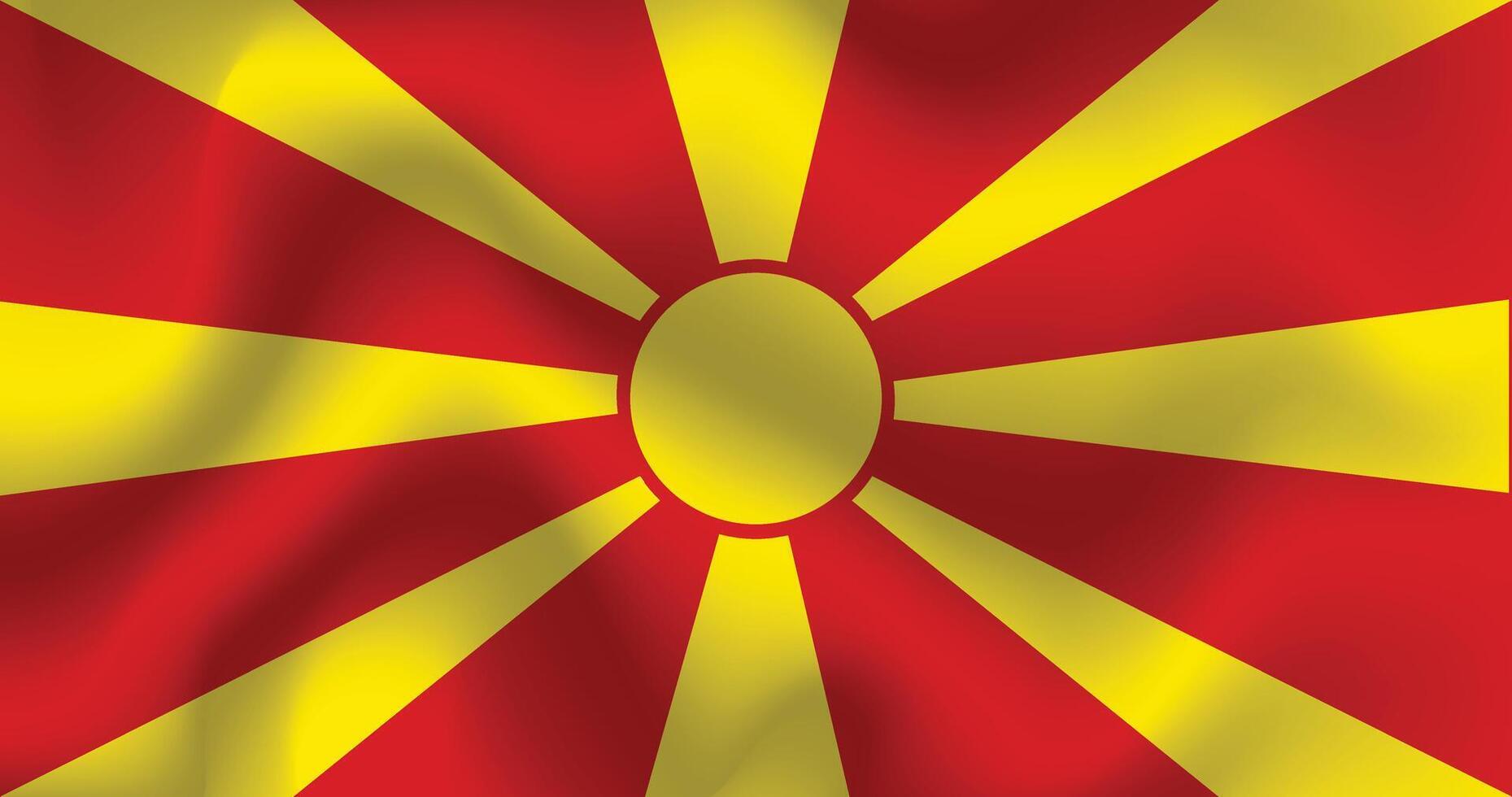 Flat Illustration of North Macedonia national flag. North Macedonia flag design. North Macedonia Wave flag. vector