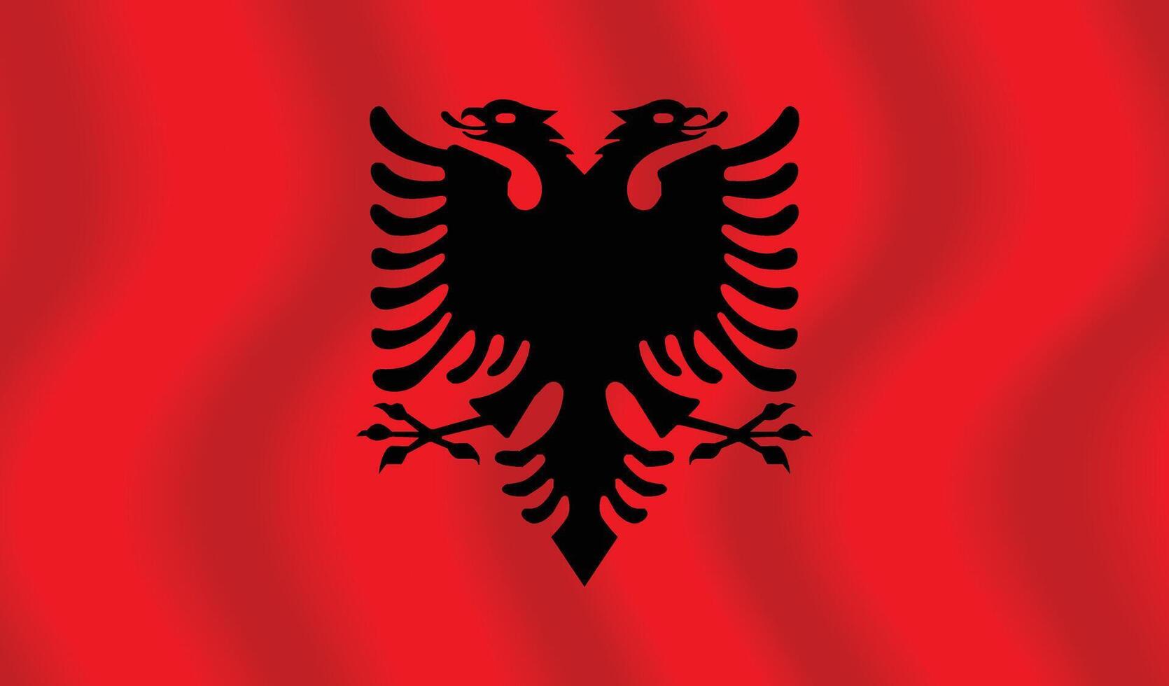 Flat Illustration of Albania national flag. Albania flag design. Albania Wave flag. vector