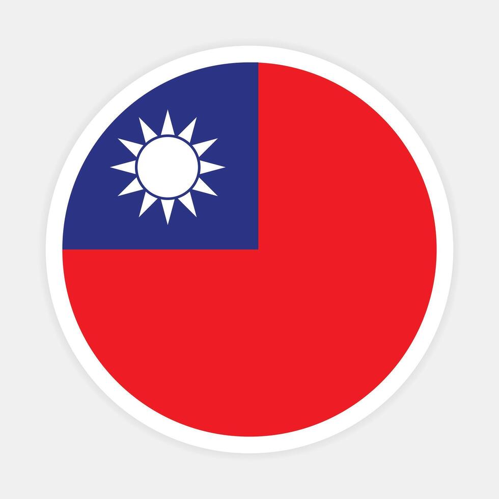 Taiwan national flag vector icon design. Taiwan circle flag. Round of Taiwan flag.