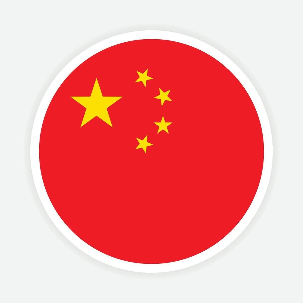 China national flag vector icon design. China circle flag. Round of China flag.