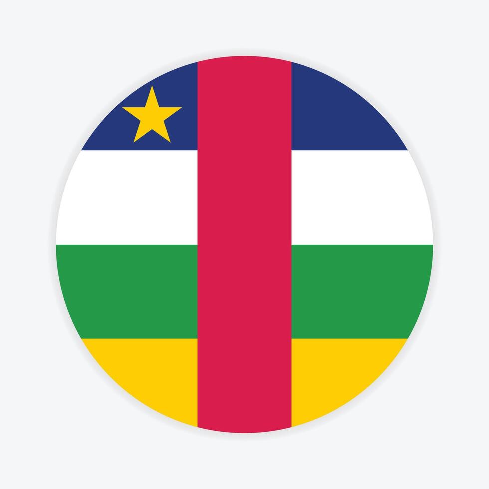 Central African Republic national flag vector icon design. Central African Republic circle flag. Round of Central African Republic flag.
