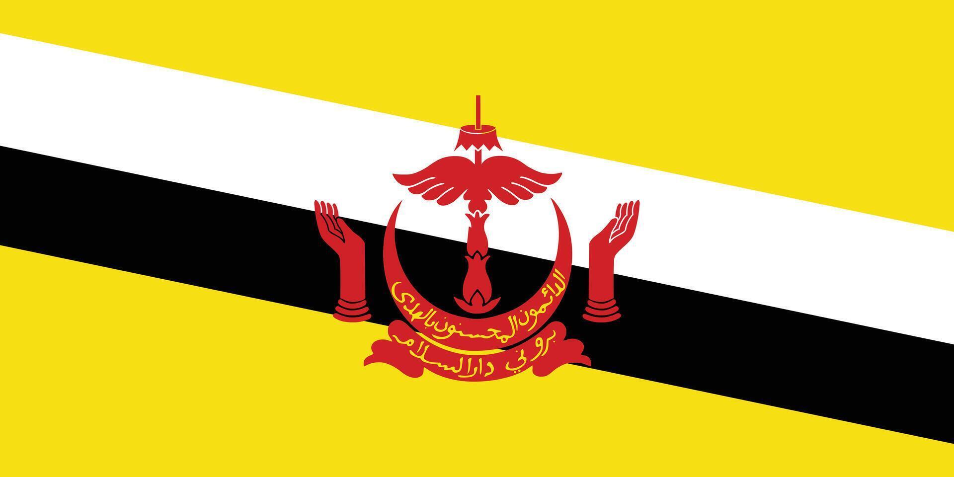 Flat Illustration of the Brunei flag. Brunei national flag design. vector