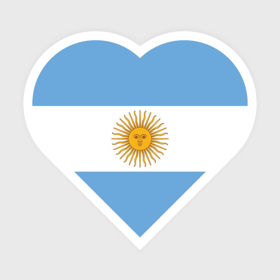 Flat Illustration of Argentina national flag. Argentina flag in Heart shape. Vector Argentina flag in Heart.