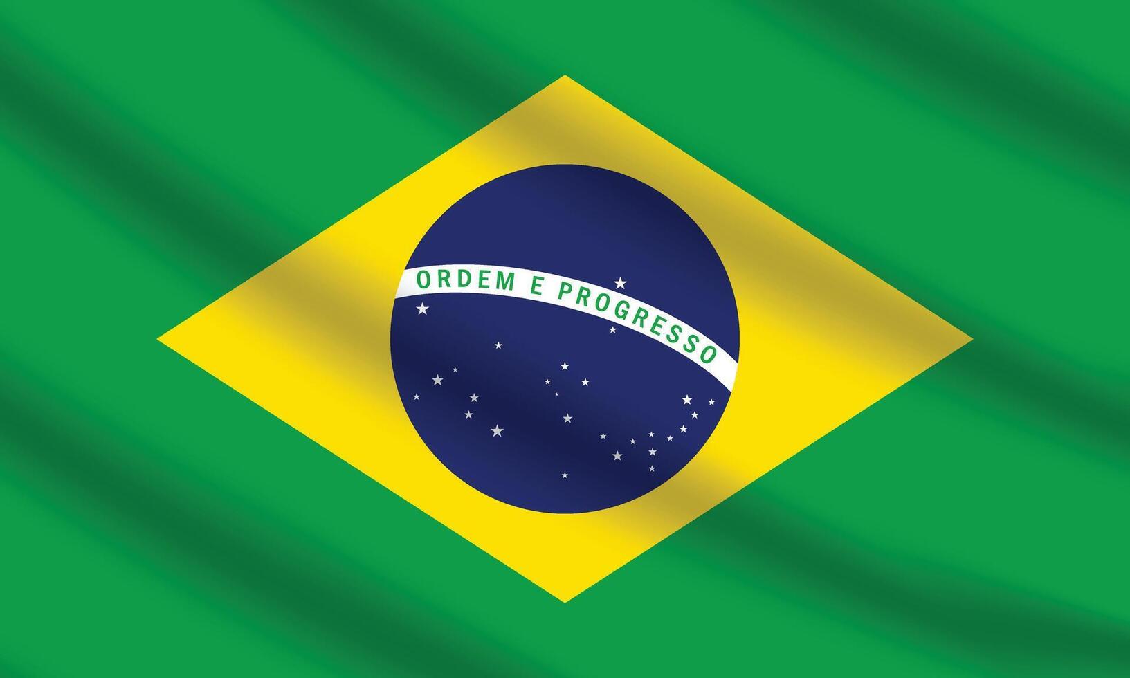 Flat Illustration of Brazil flag. Brazil national flag design. Brazil wave flag. vector