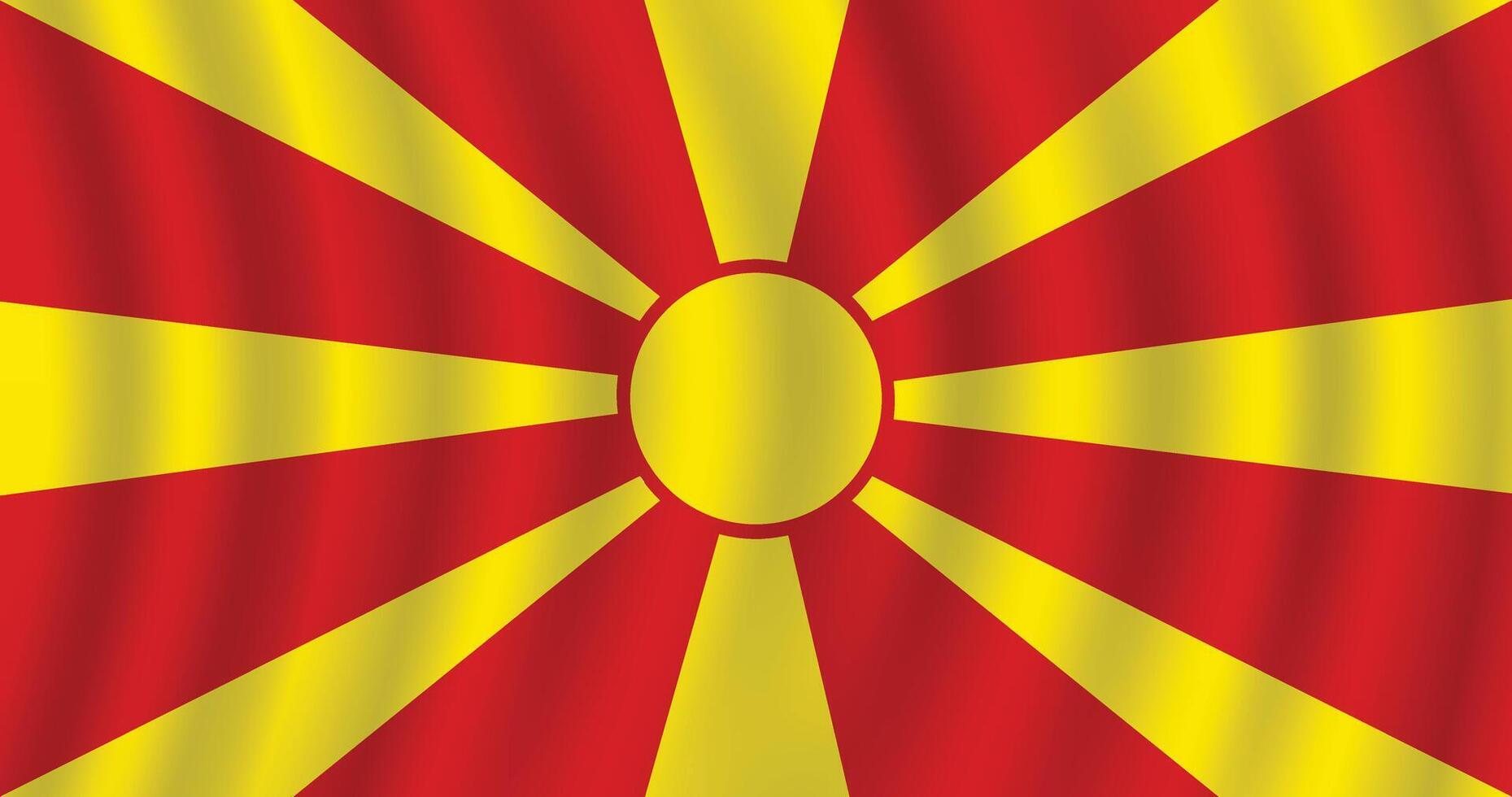 Flat Illustration of North Macedonia national flag. North Macedonia flag design. North Macedonia Wave flag. vector