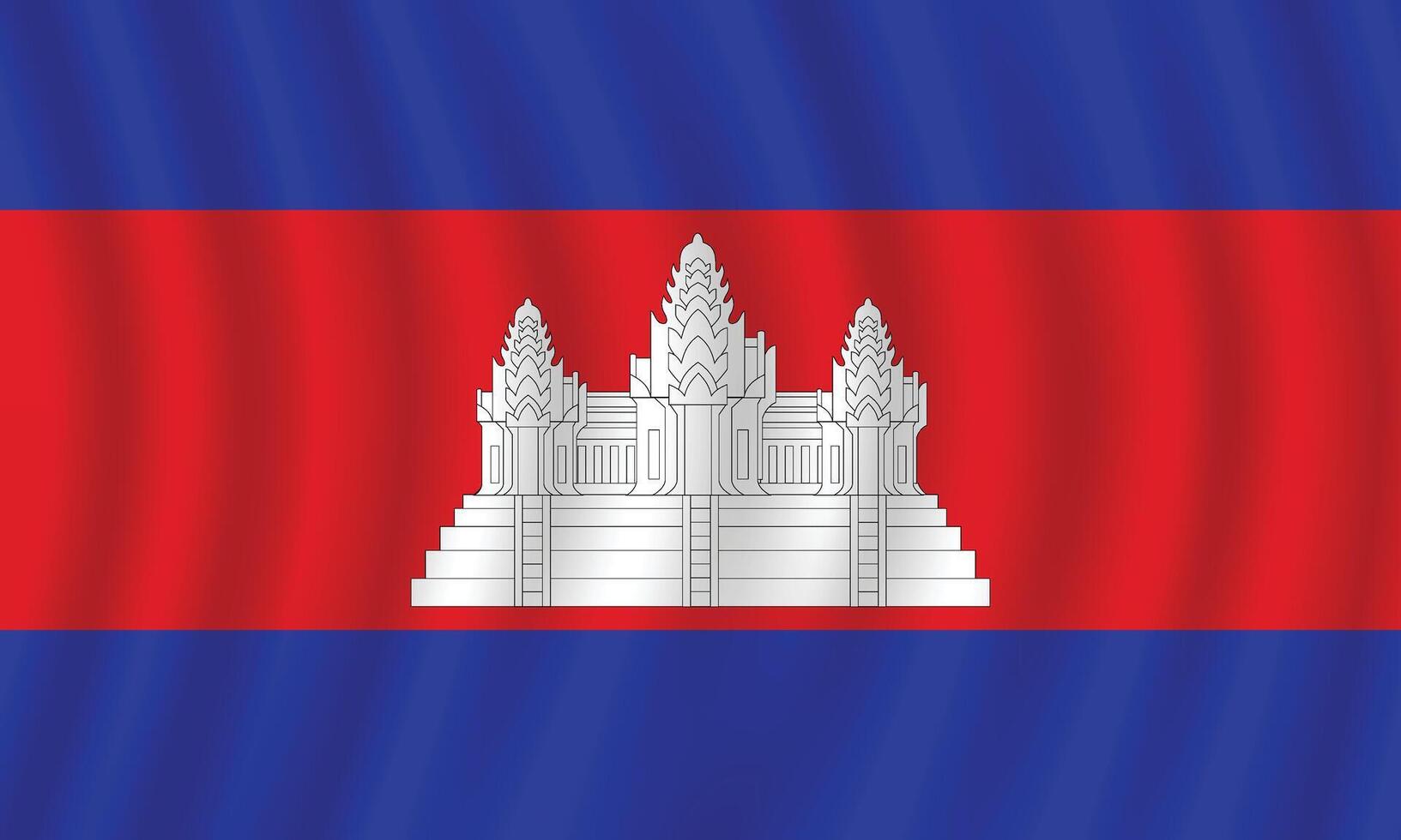 Flat Illustration of the Cambodian flag. Cambodia national flag design. Cambodia wave flag. vector