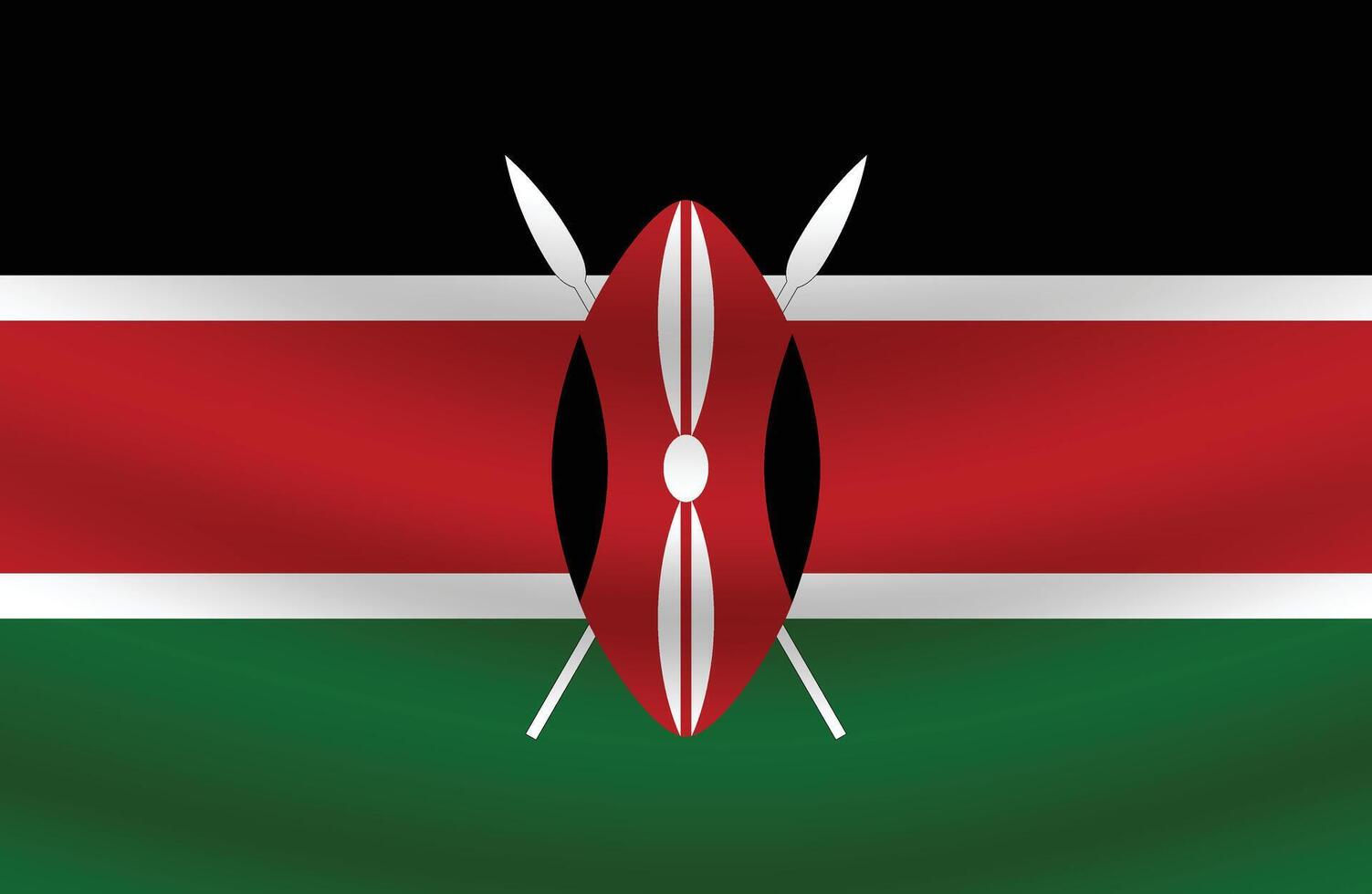 Flat Illustration of Kenya national flag. Kenya flag design. Kenya Wave flag. vector