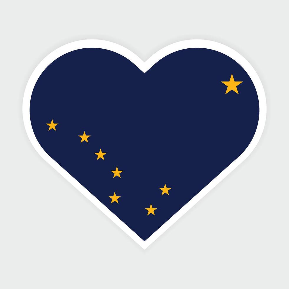 Alaska state flag vector icon design. Alaska state flag in Heart shape. Vector Alaska flag in Heart.