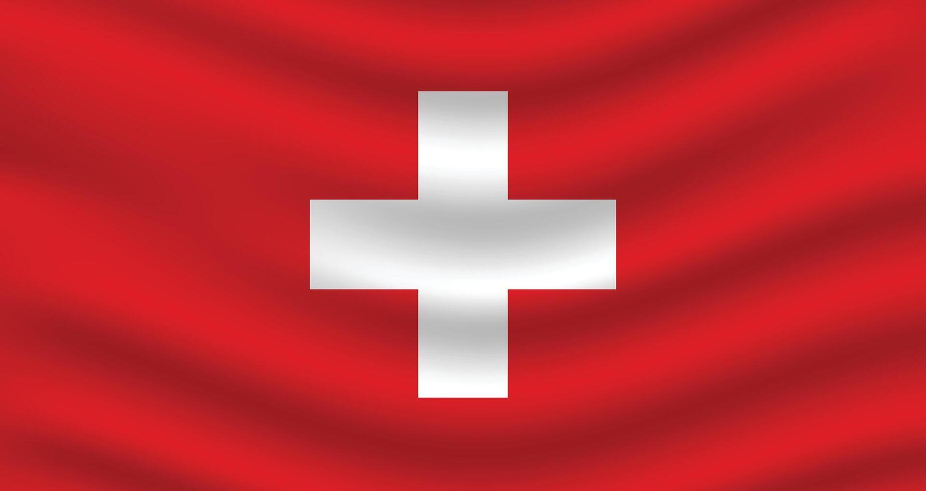 Flat Illustration of Switzerland flag. Switzerland national flag design. Switzerland Wave flag. vector