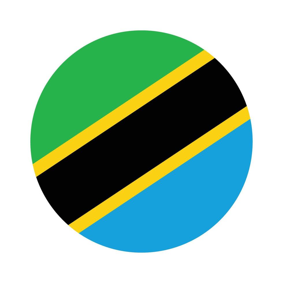 Tanzania national flag vector icon design. Tanzania circle flag. Round of Tanzania flag.