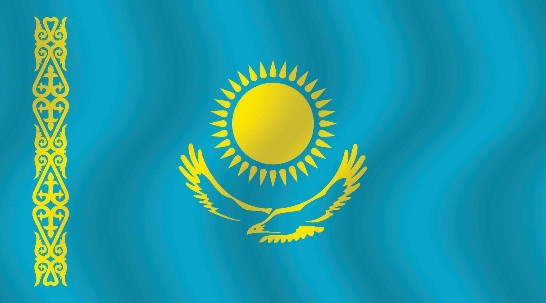 Flat Illustration of Kazakhstan national flag. Kazakhstan flag design. Kazakhstan wave flag. vector