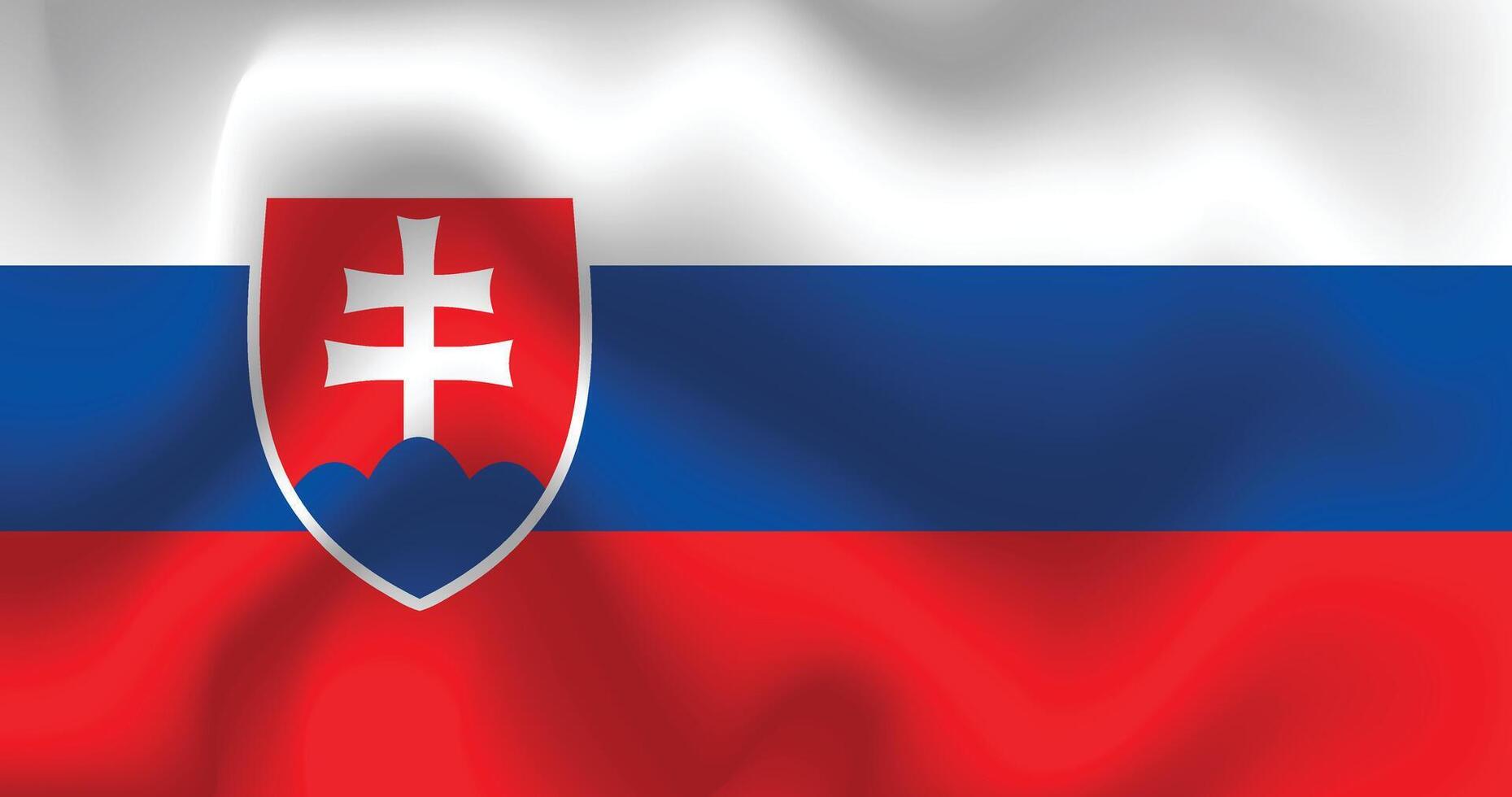 Flat Illustration of Slovakia national flag. Slovakia flag design. Slovakia Wave flag. vector