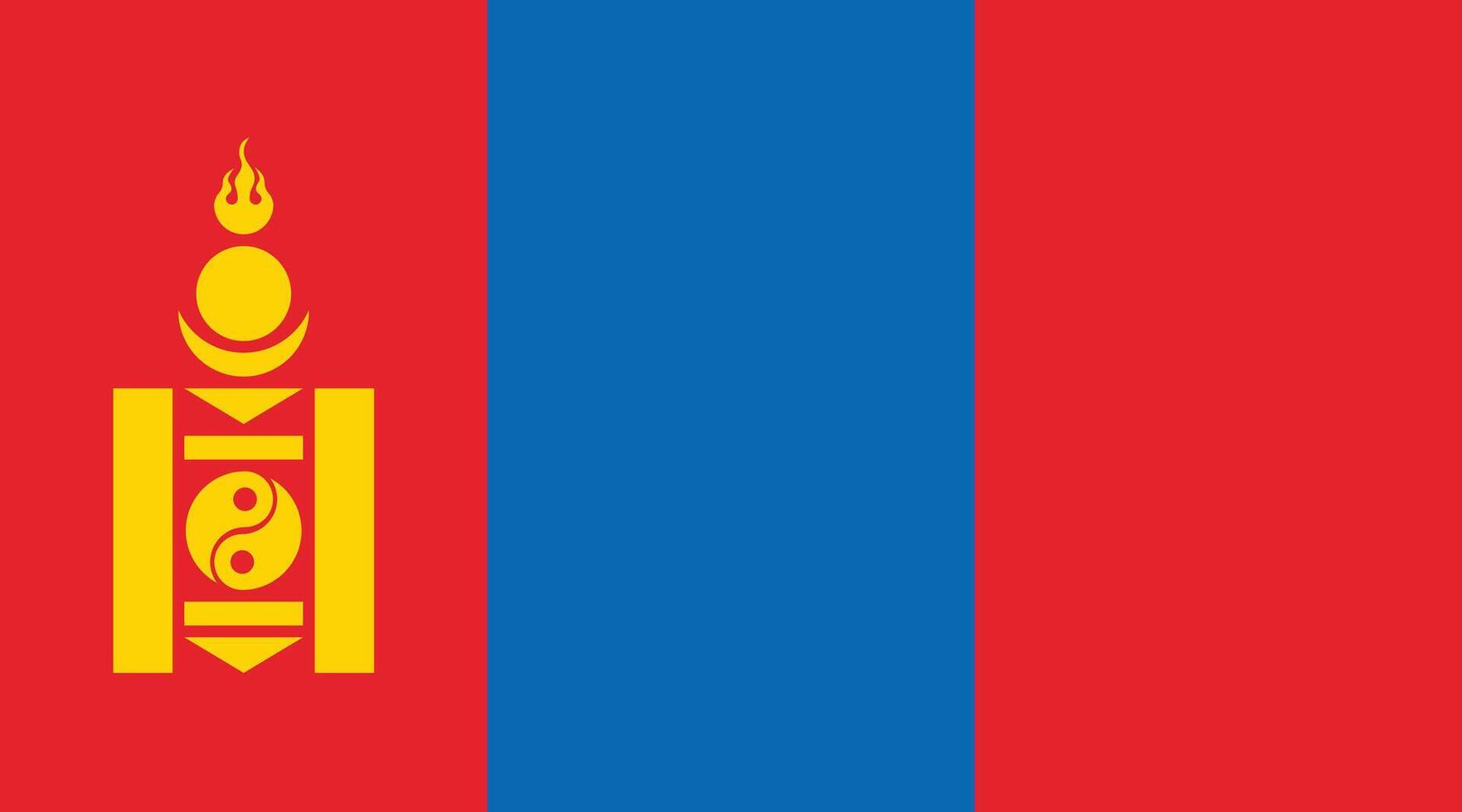 Flat Illustration of Mongolia national flag. Mongolia flag design. vector