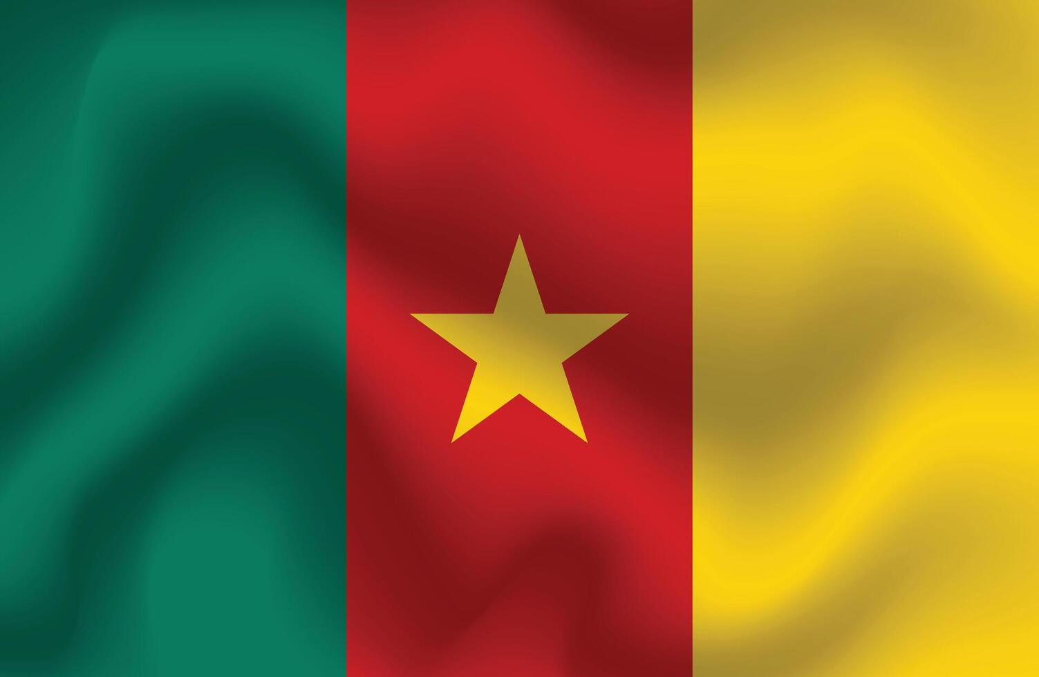 Flat Illustration of Cameroon national flag. Cameroon flag design. Cameroon Wave flag. vector