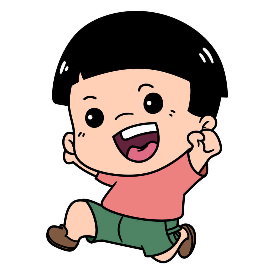 Cartoon Kid Boy Running Free PNG