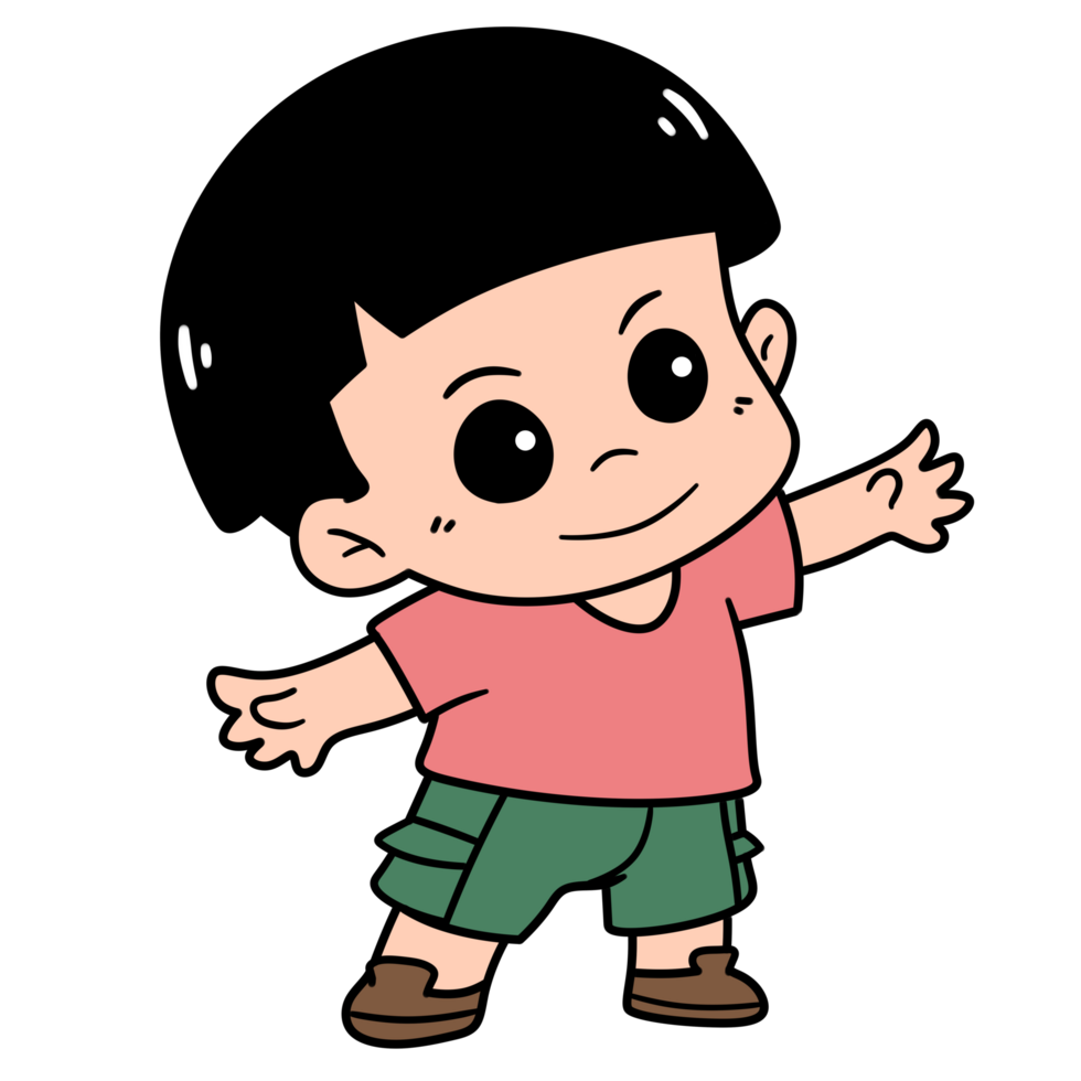 Cartoon Kid Boy Reaching Free PNG