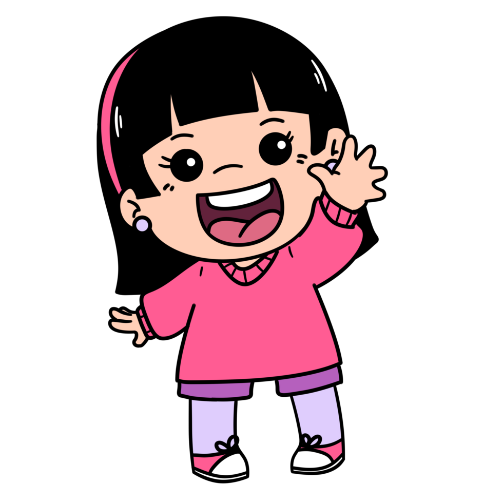 Karikatur Kind Mädchen winken kostenlos png