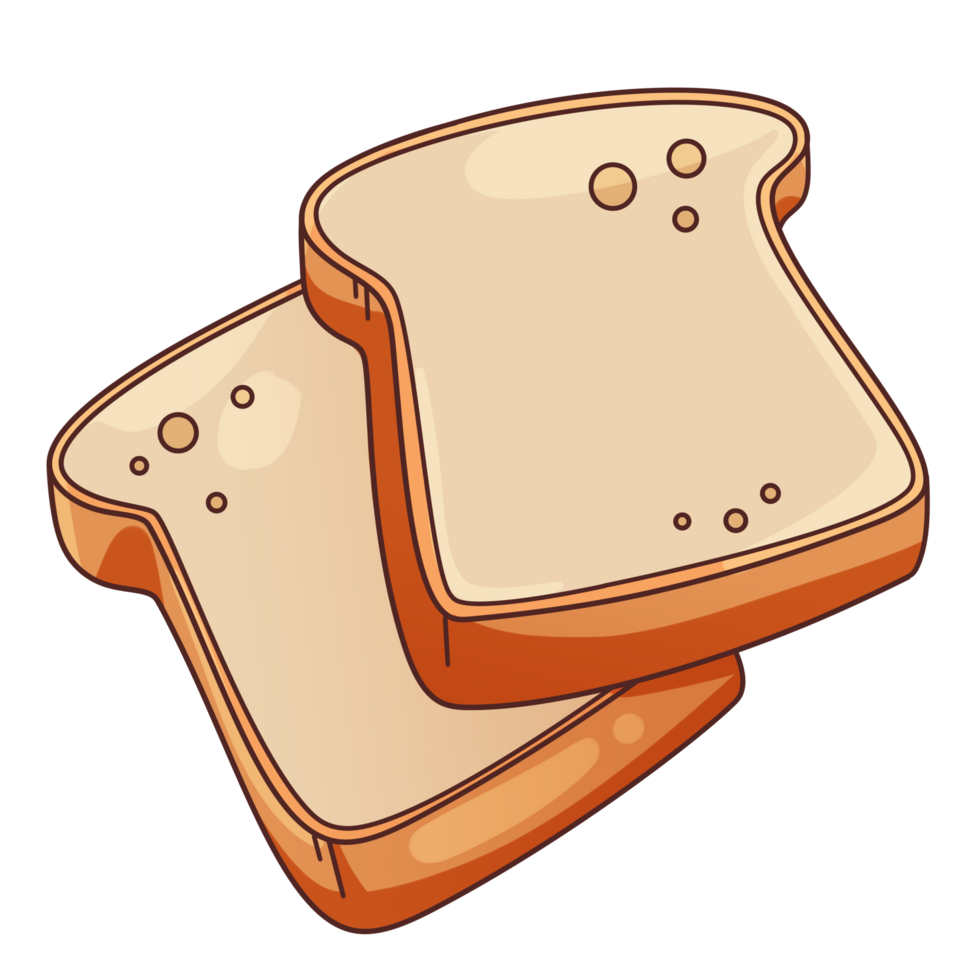 petit déjeuner repas objets pain grillé pain agrafe art dessin animé isolé png
