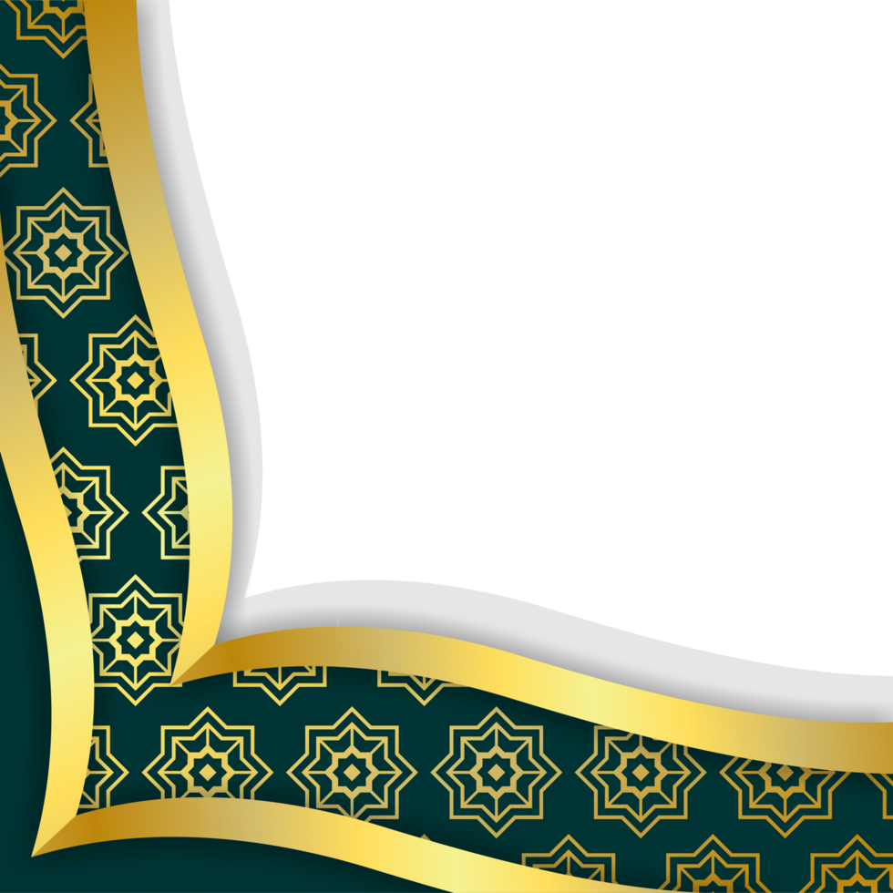 Islamic frame border with transparent background and gold decoration png