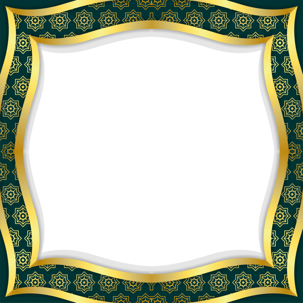 Islamic frame border with transparent background and gold decoration png