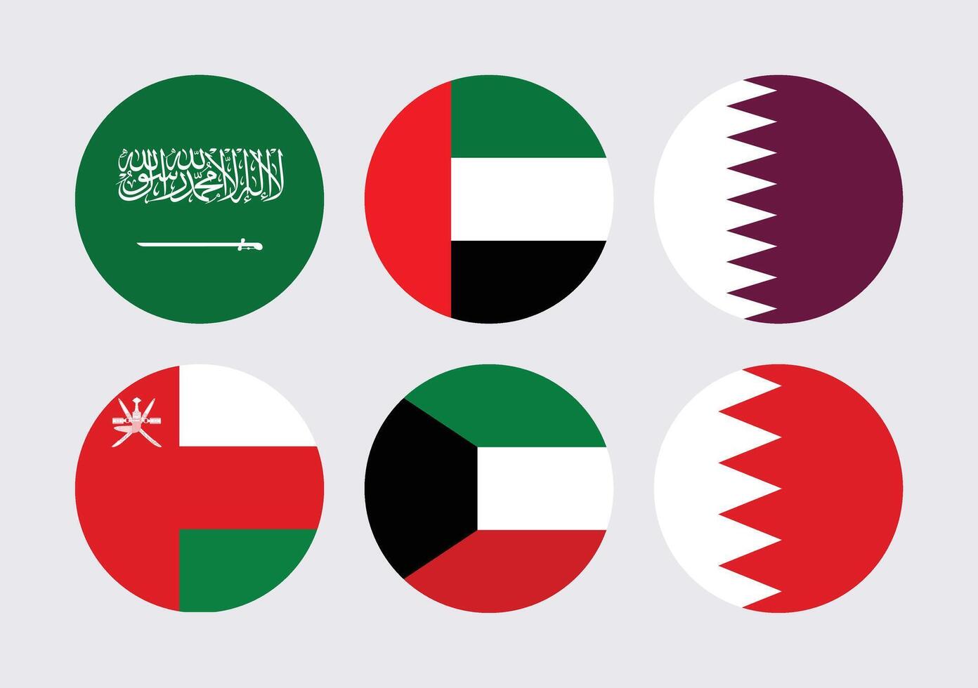 Arab Countries round flag bundle vector