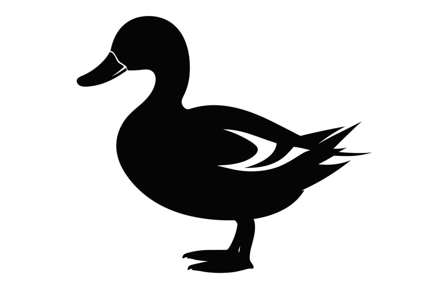 Pato silueta negro clipart aislado en un blanco antecedentes vector