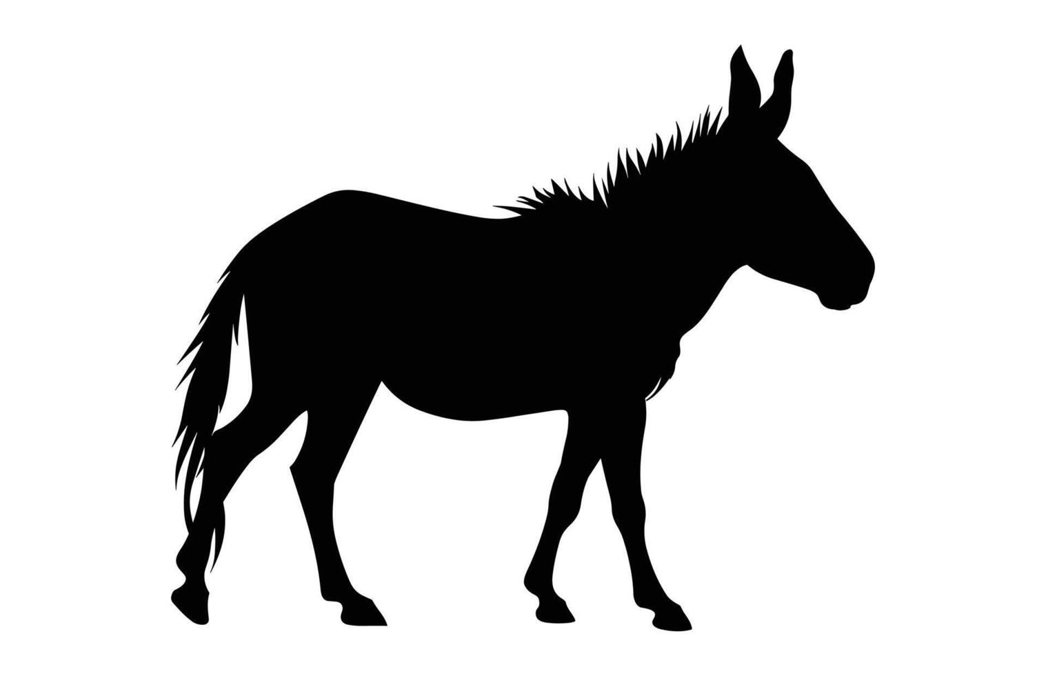 Burro animal negro silueta vector aislado en un blanco antecedentes