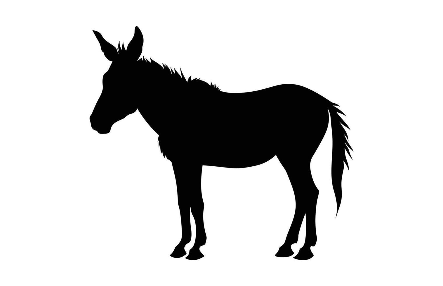 Donkey black Silhouette Vector isolated on a white background