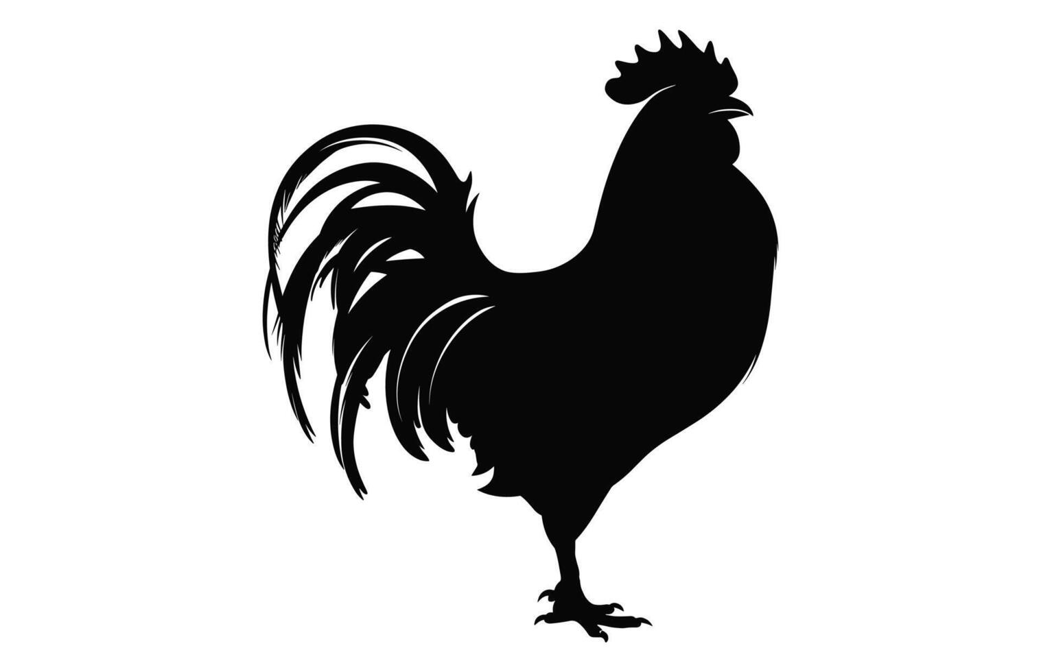 Cock Rooster Silhouette black vector isolated on a white background, Rooster black Clipart