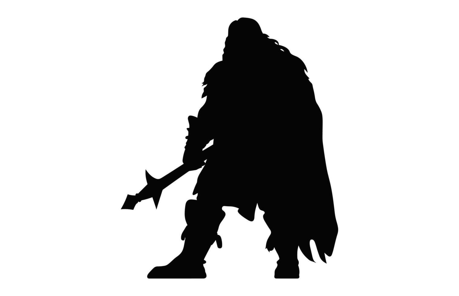 Dwarf Warrior Silhouette vector isolated on a white background