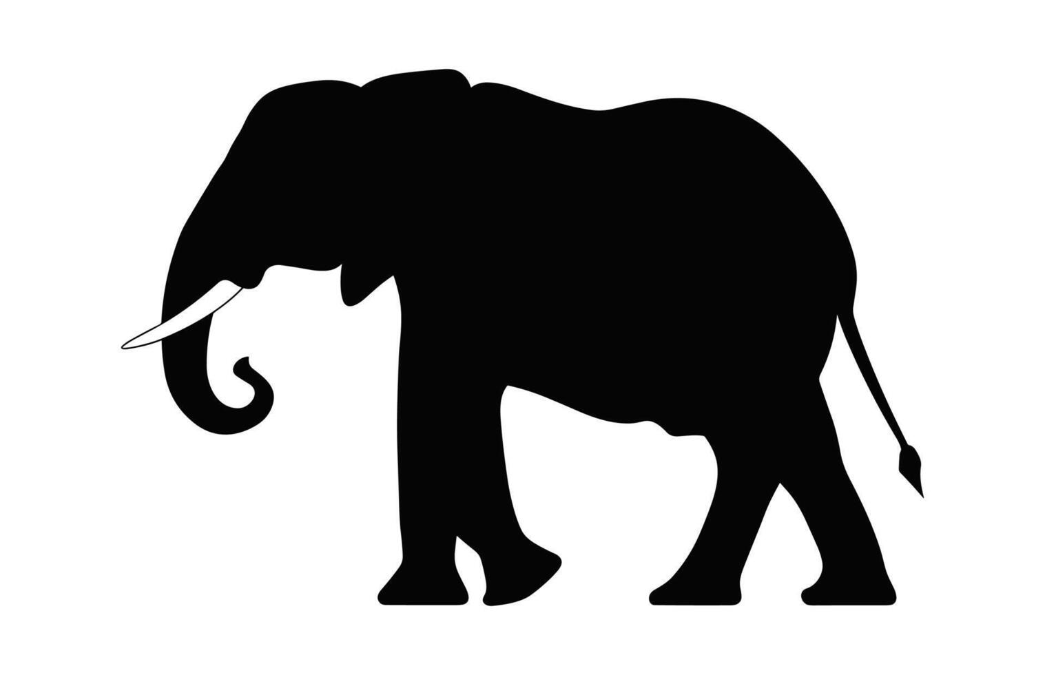 Elephant Silhouette Vector isolated on a white background, African elephant black Clipart