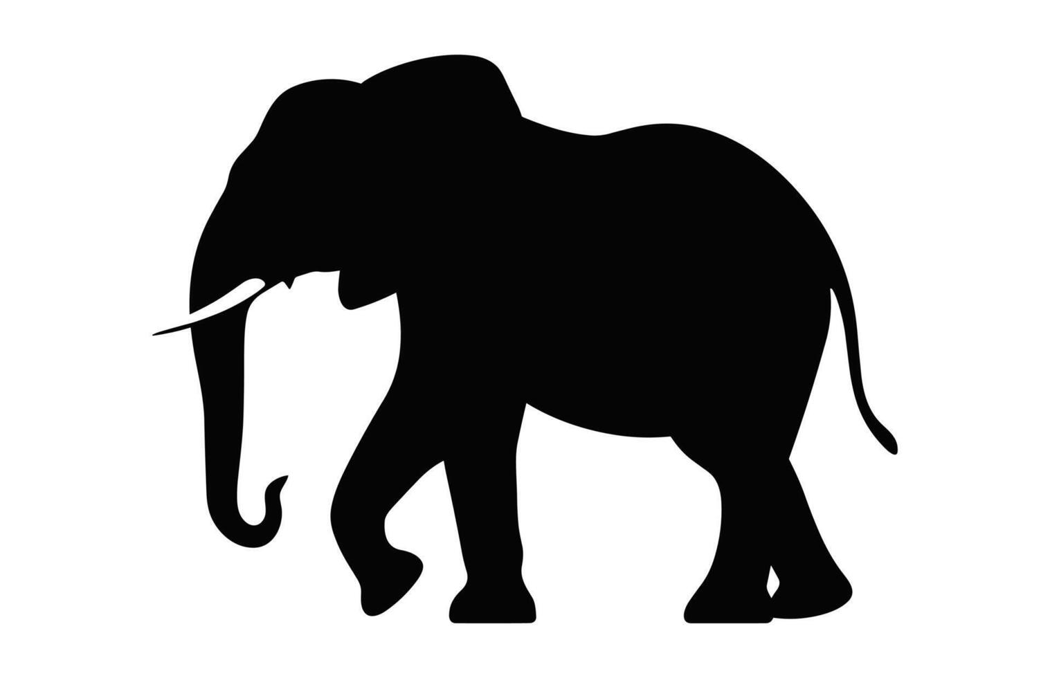 Elephant Silhouette isolated on a white background, African elephant Vector black Clipart