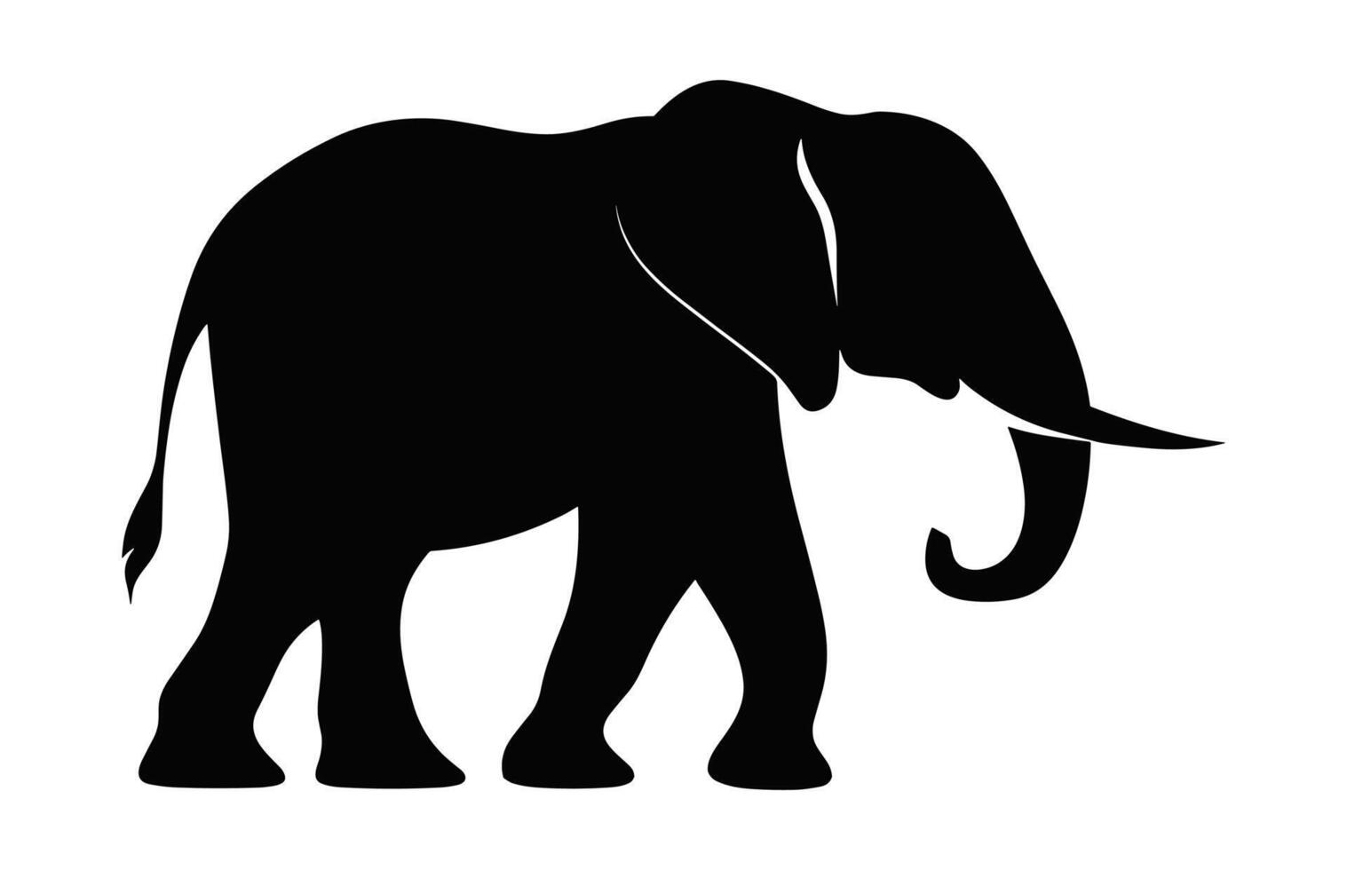 Elephant Silhouette Vector isolated on a white background, African elephant black Clipart