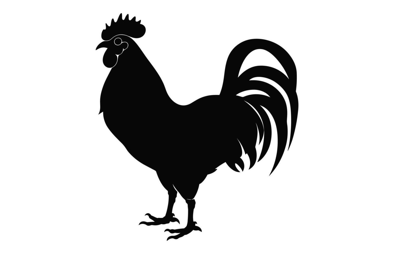 Cock Rooster Silhouette black vector isolated on a white background, Rooster black Clipart