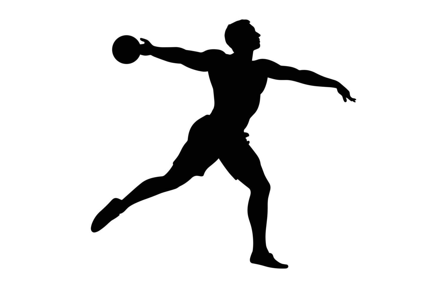 Discus Thrower Silhouette black and white Vector