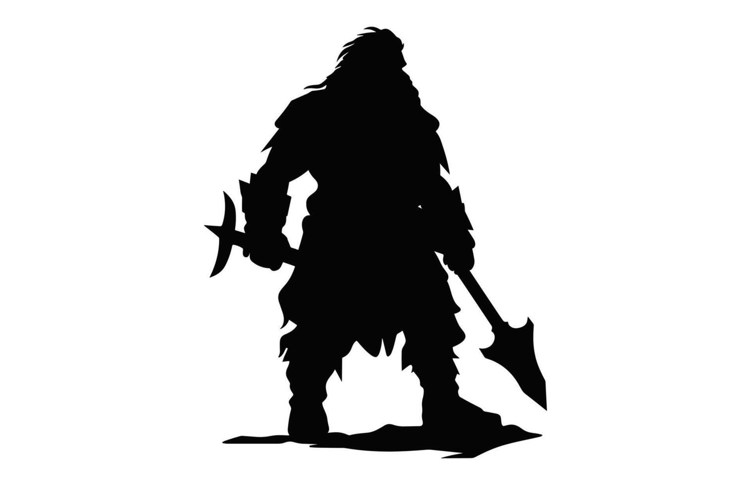 Dwarf Warrior Silhouette black Clipart isolated on a white background vector