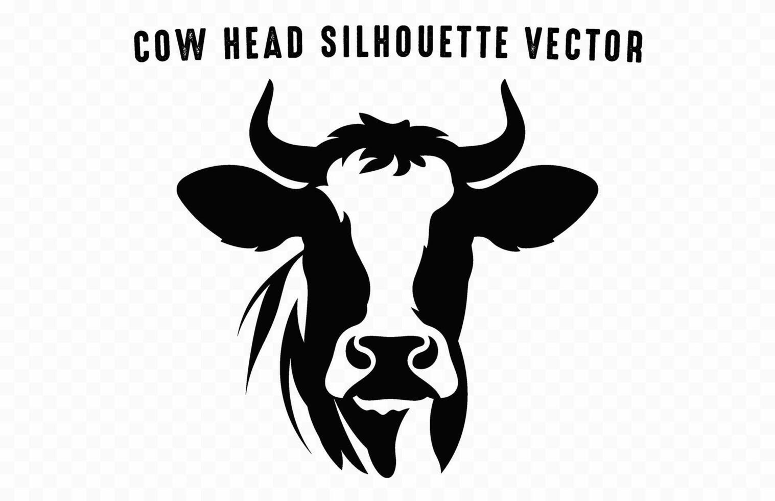 vaca cabeza silueta negro vector conjunto