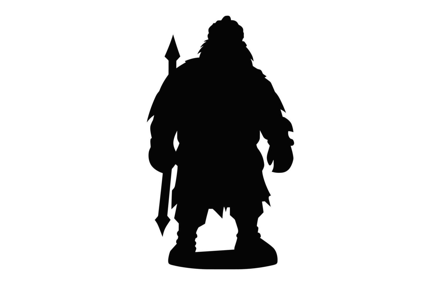 Dwarf Warrior black Silhouette vector isolated on a white background