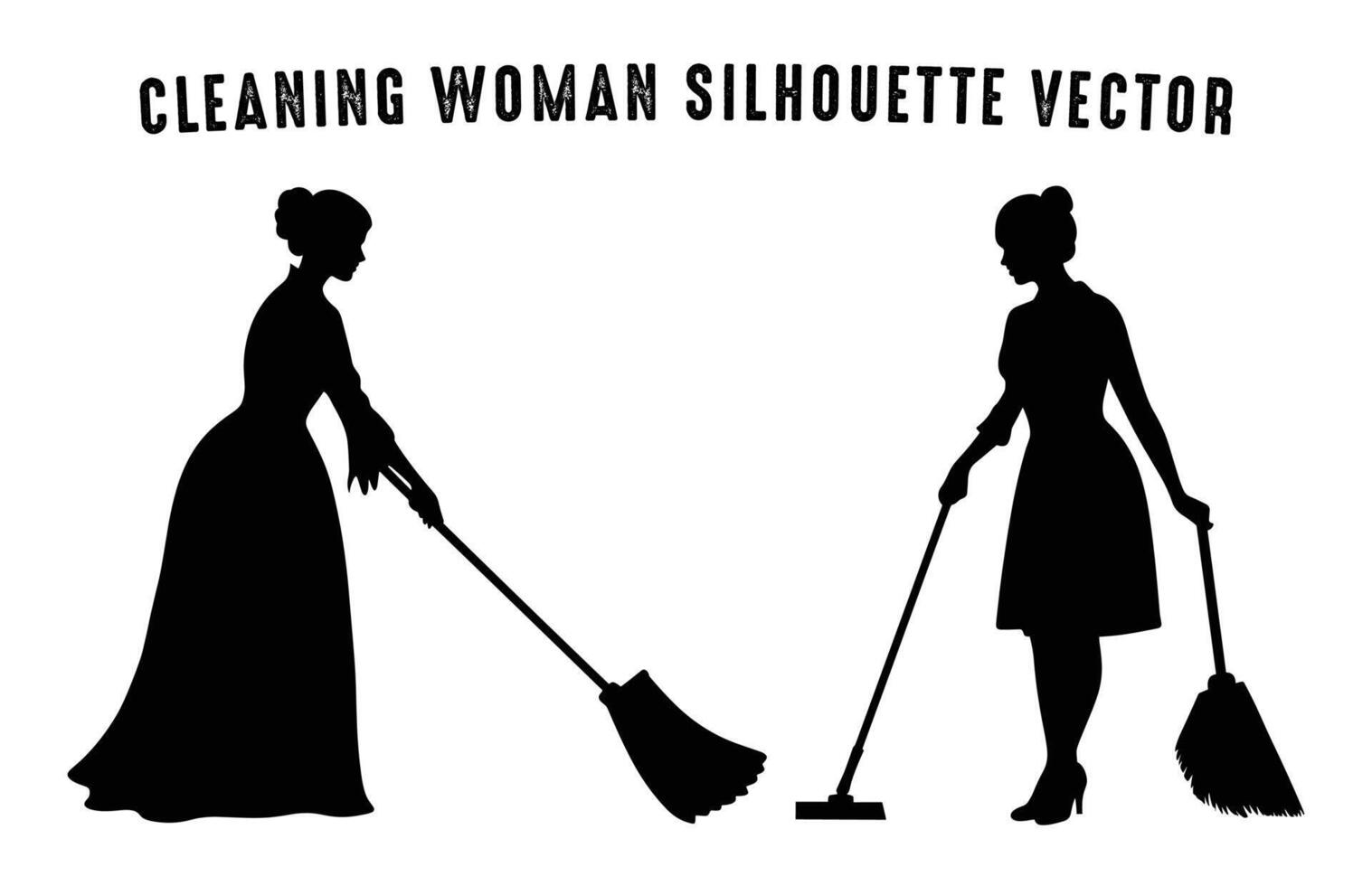 limpieza mujer silueta vector colocar, hembra limpiador siluetas, limpieza dama negro clipart haz