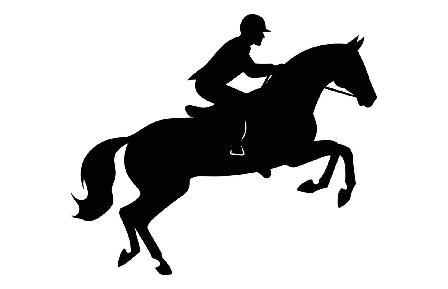 Eventing horse Silhouette vector isolated on a white background