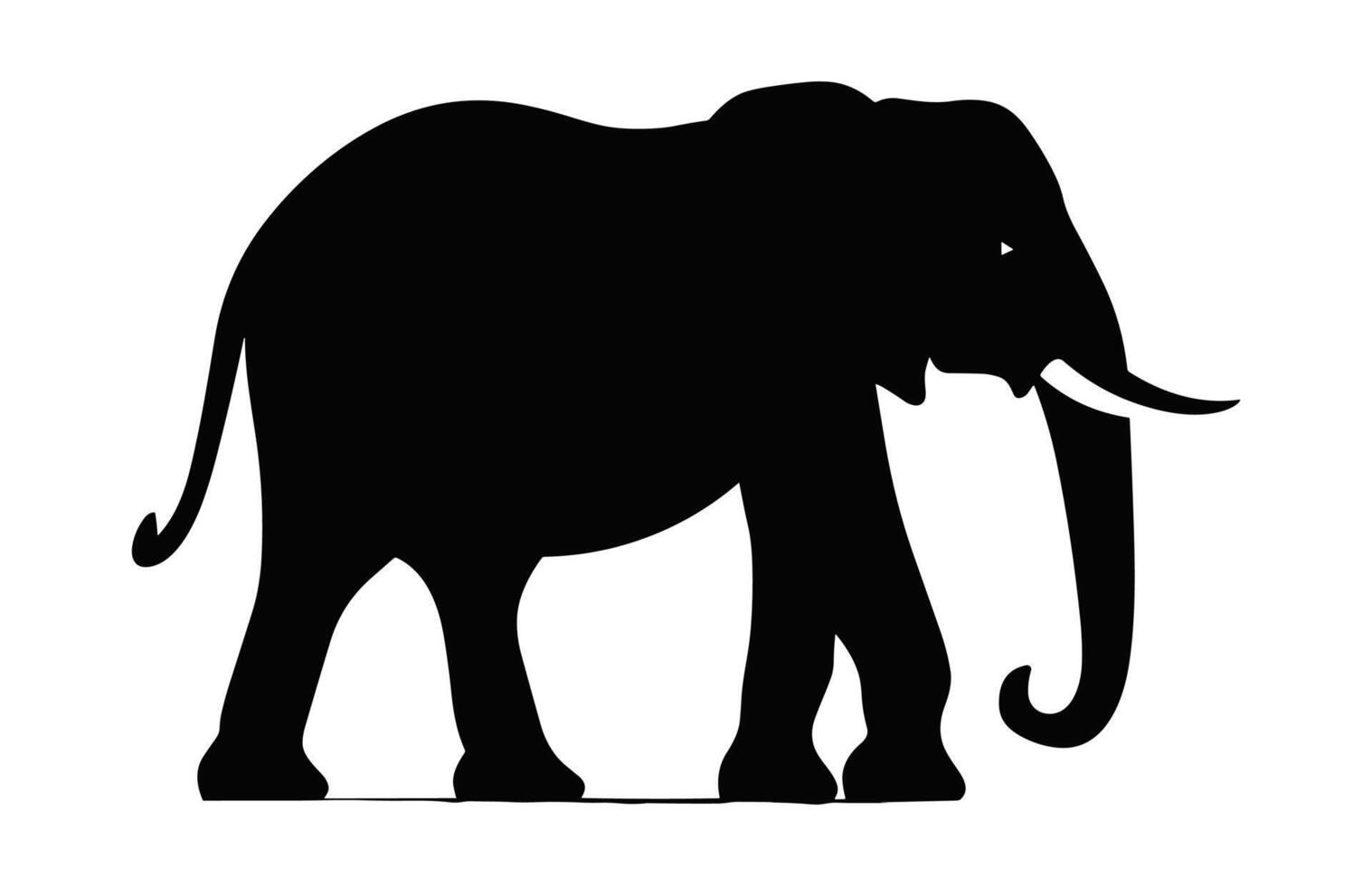 Elephant Silhouette Vector isolated on a white background, African elephant black Clipart