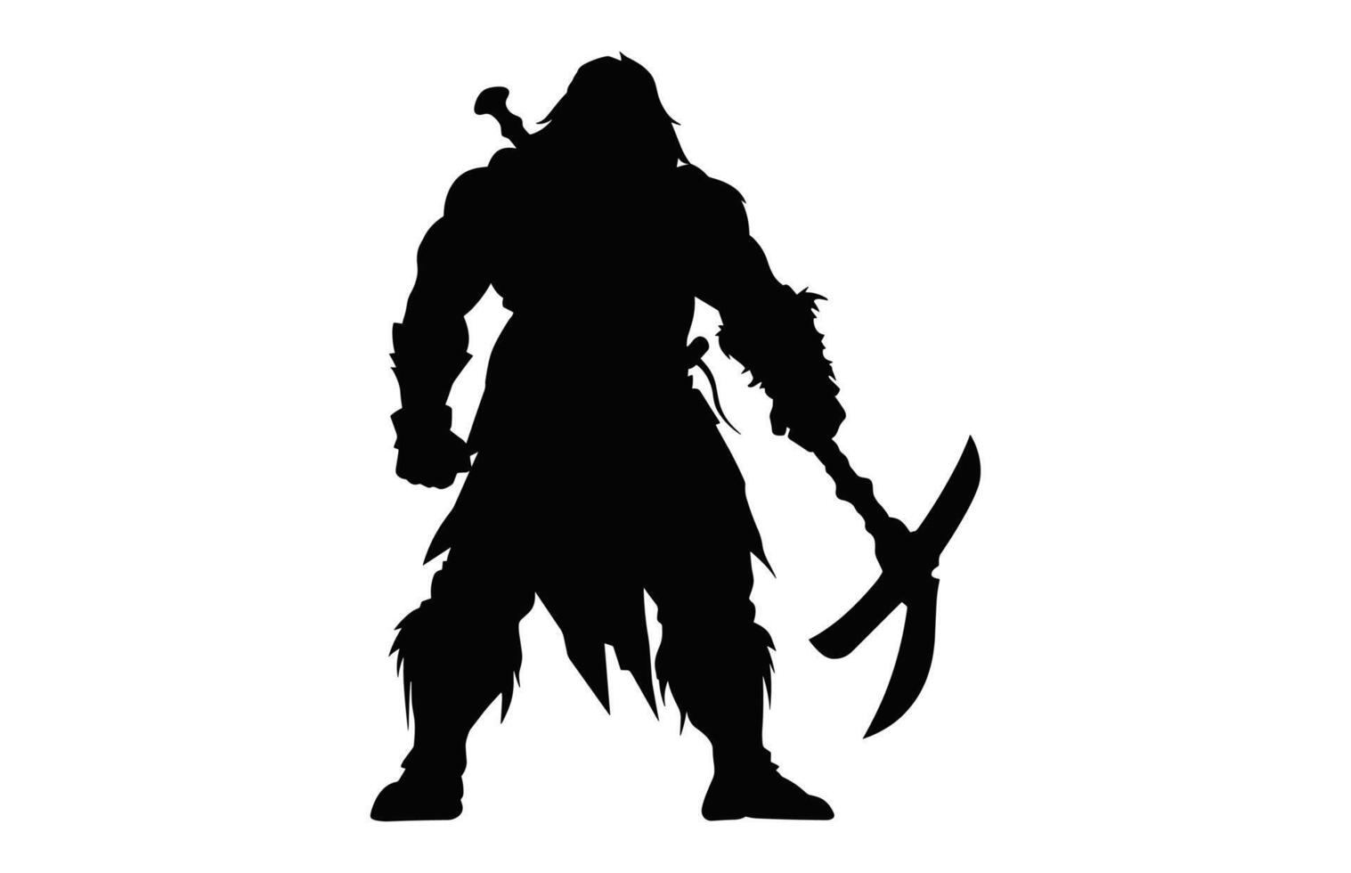 Dwarf Warrior Silhouette black Clipart isolated on a white background vector