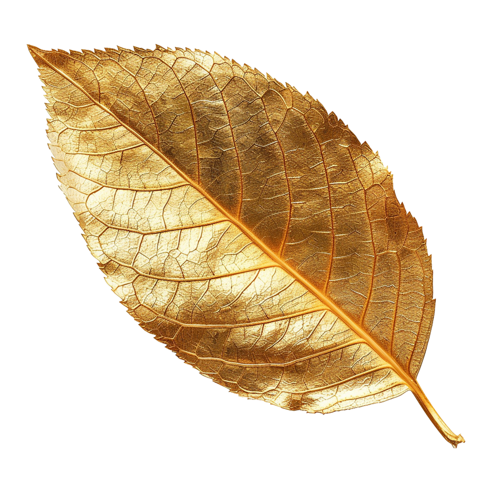 AI generated Gold leaf isolated on a transparent background png