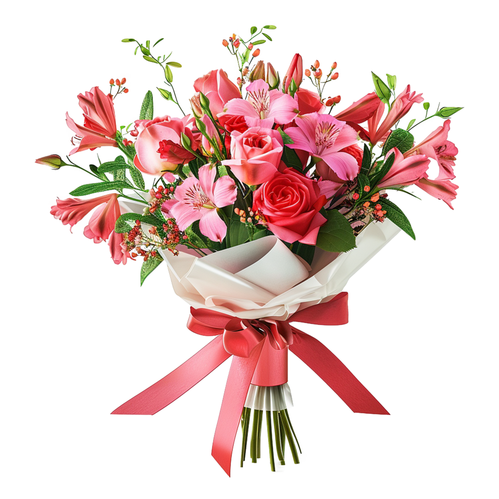 AI generated Gift wrapped bouquet isolated on transparent background png