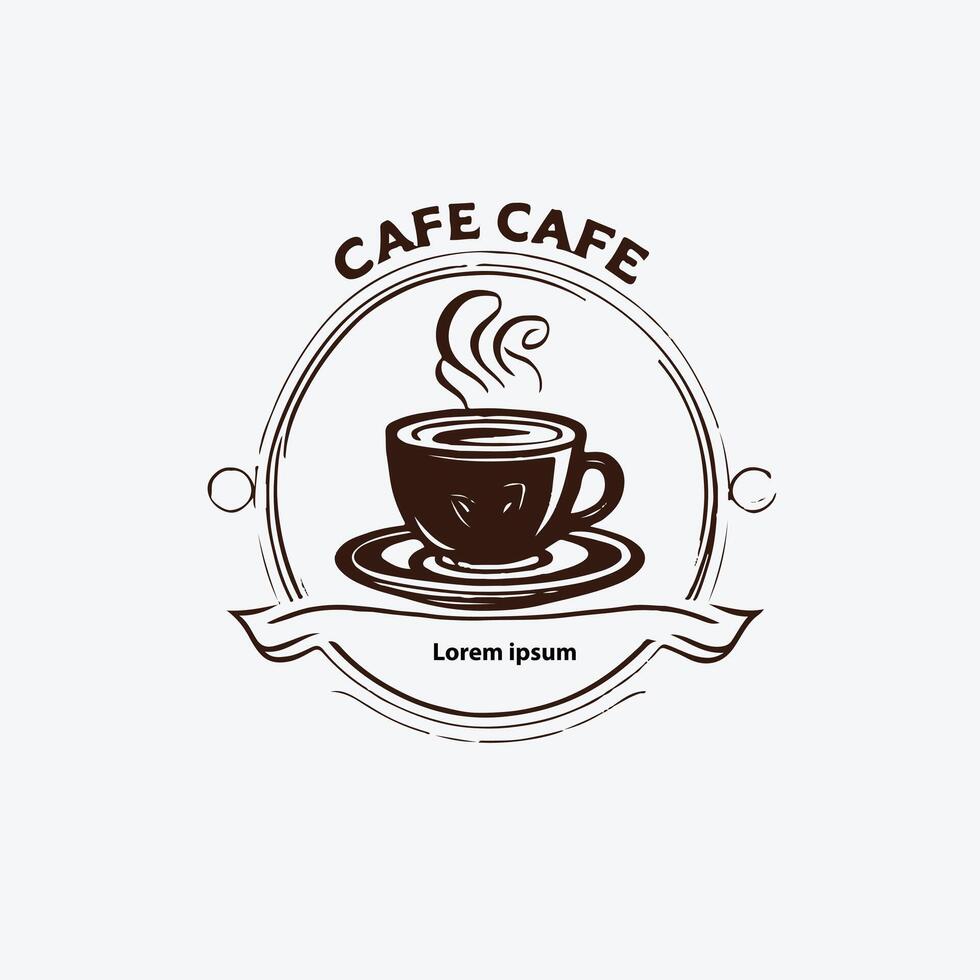 café logo diseño, restaurante café 2d logo resumen vector