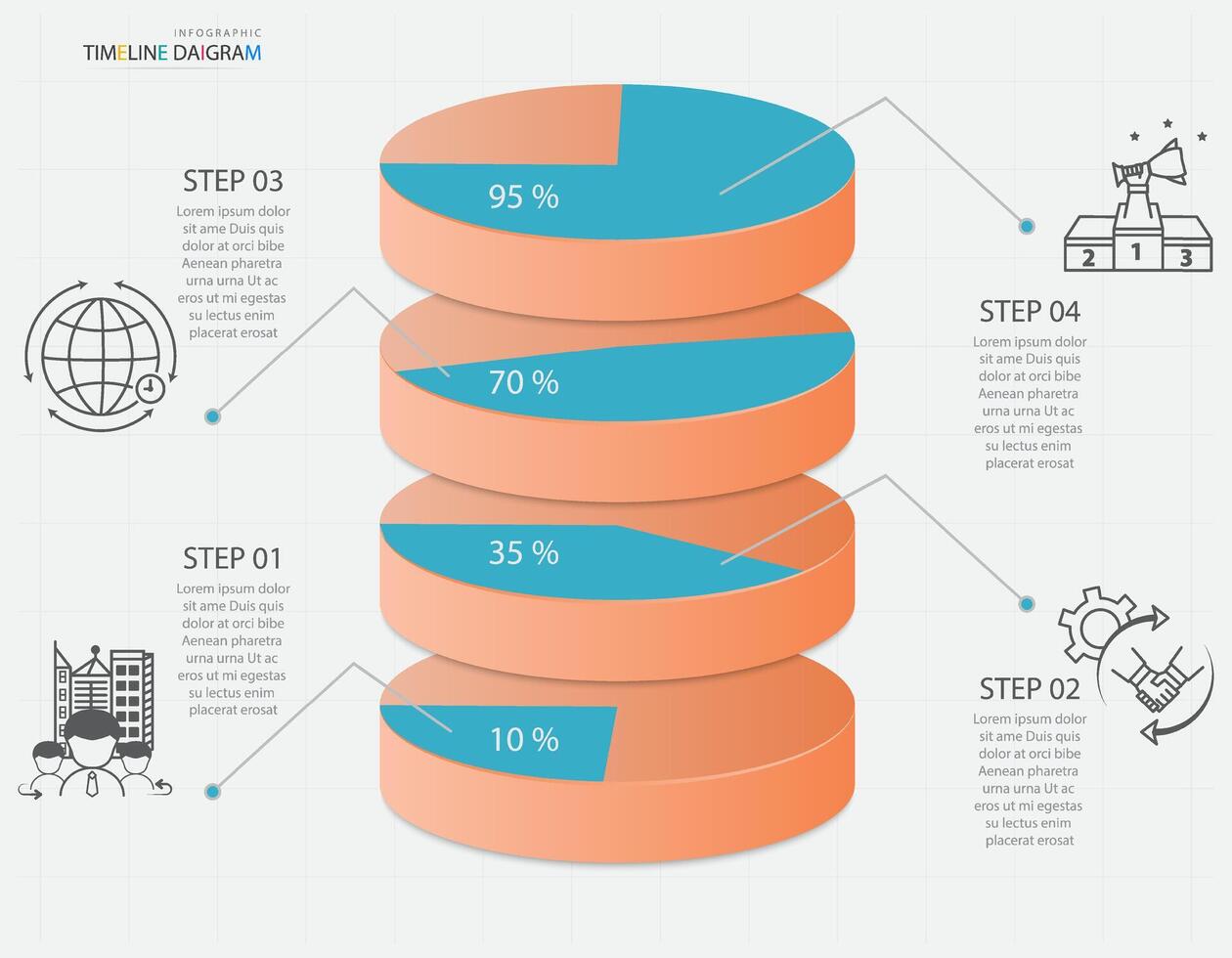 Infographics business data visualization elements  with 4 option vector