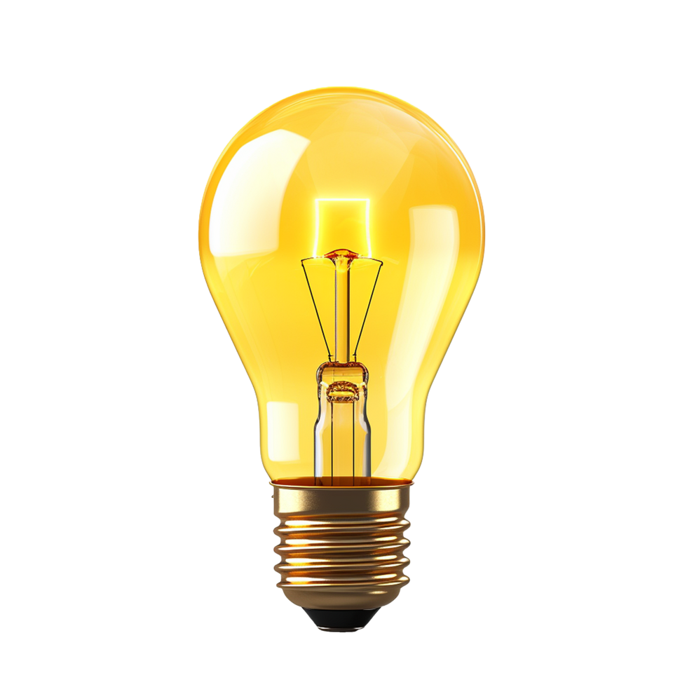 AI generated Yellow light bulb png isolated on transparent background