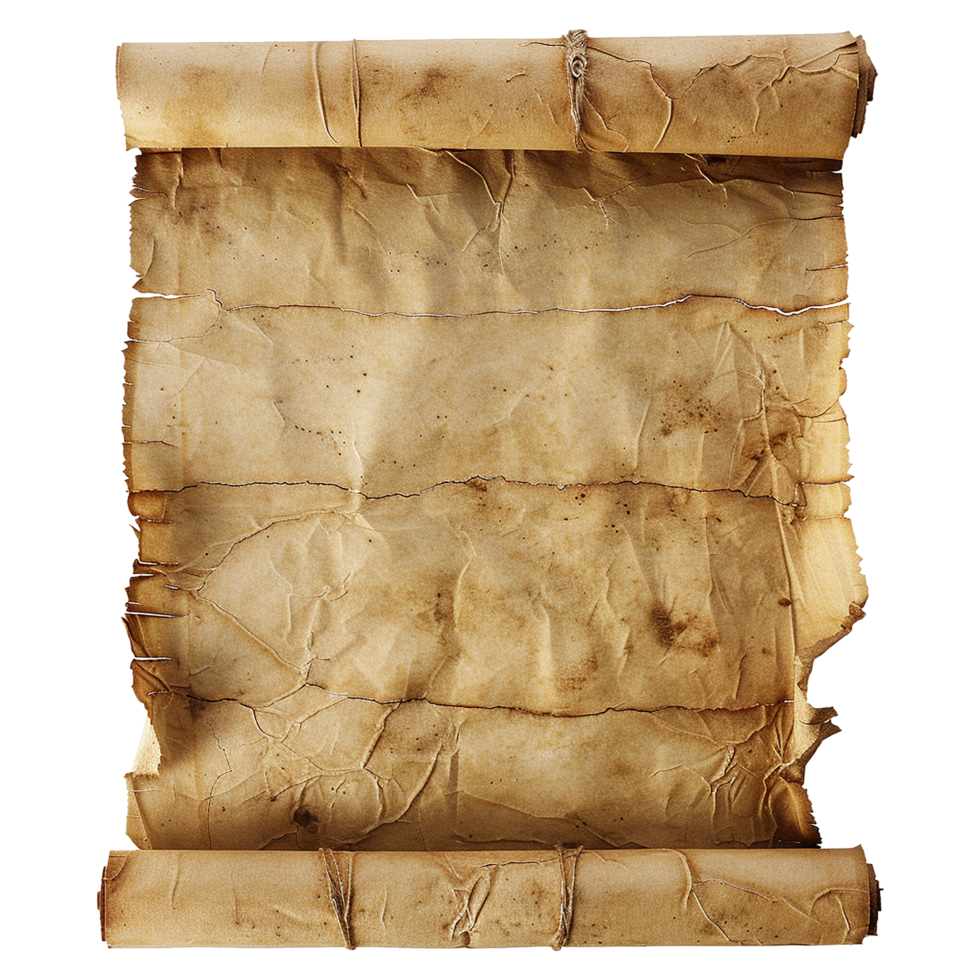 AI generated Parchment scroll isolated on transparent background png