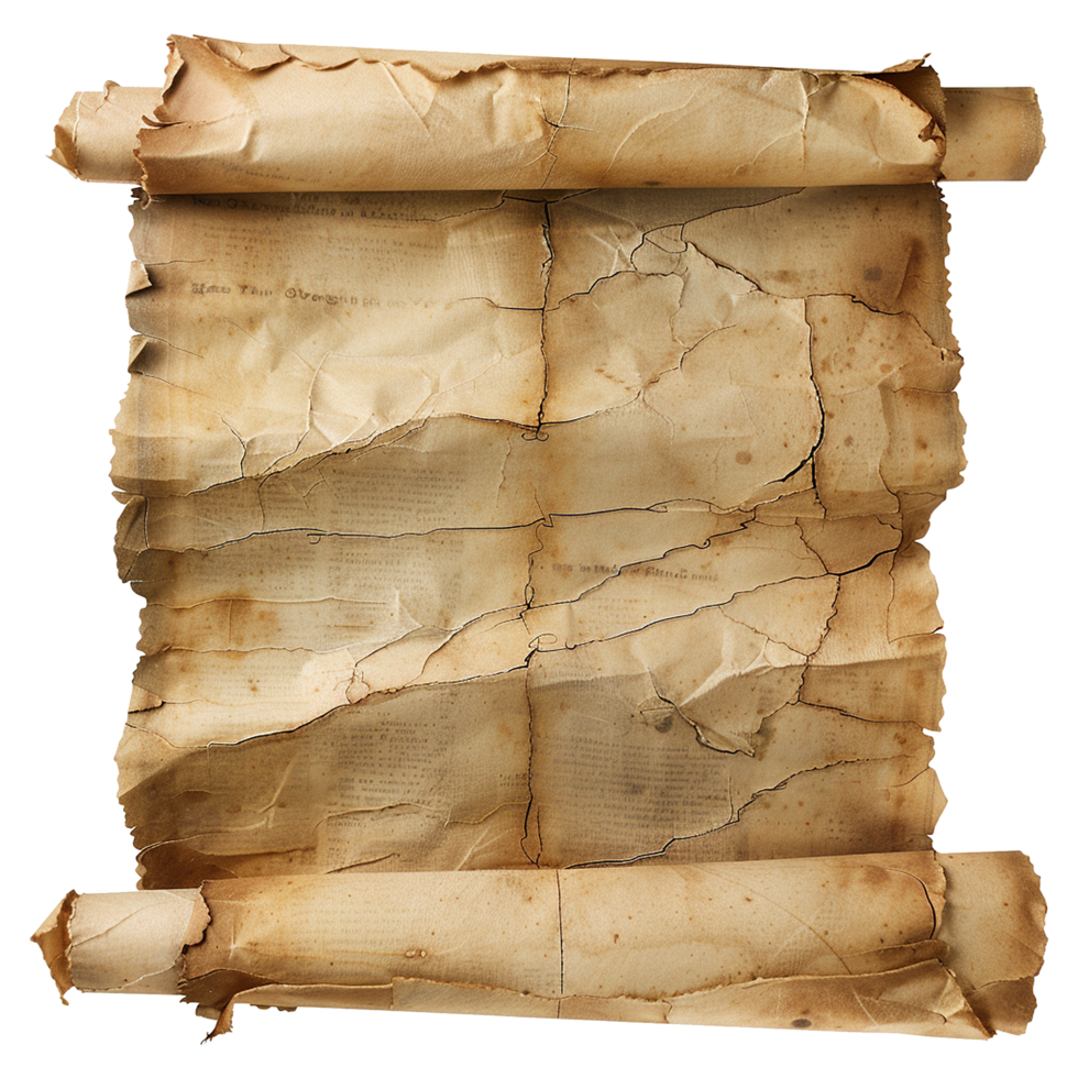 AI generated Parchment scroll isolated on transparent background png